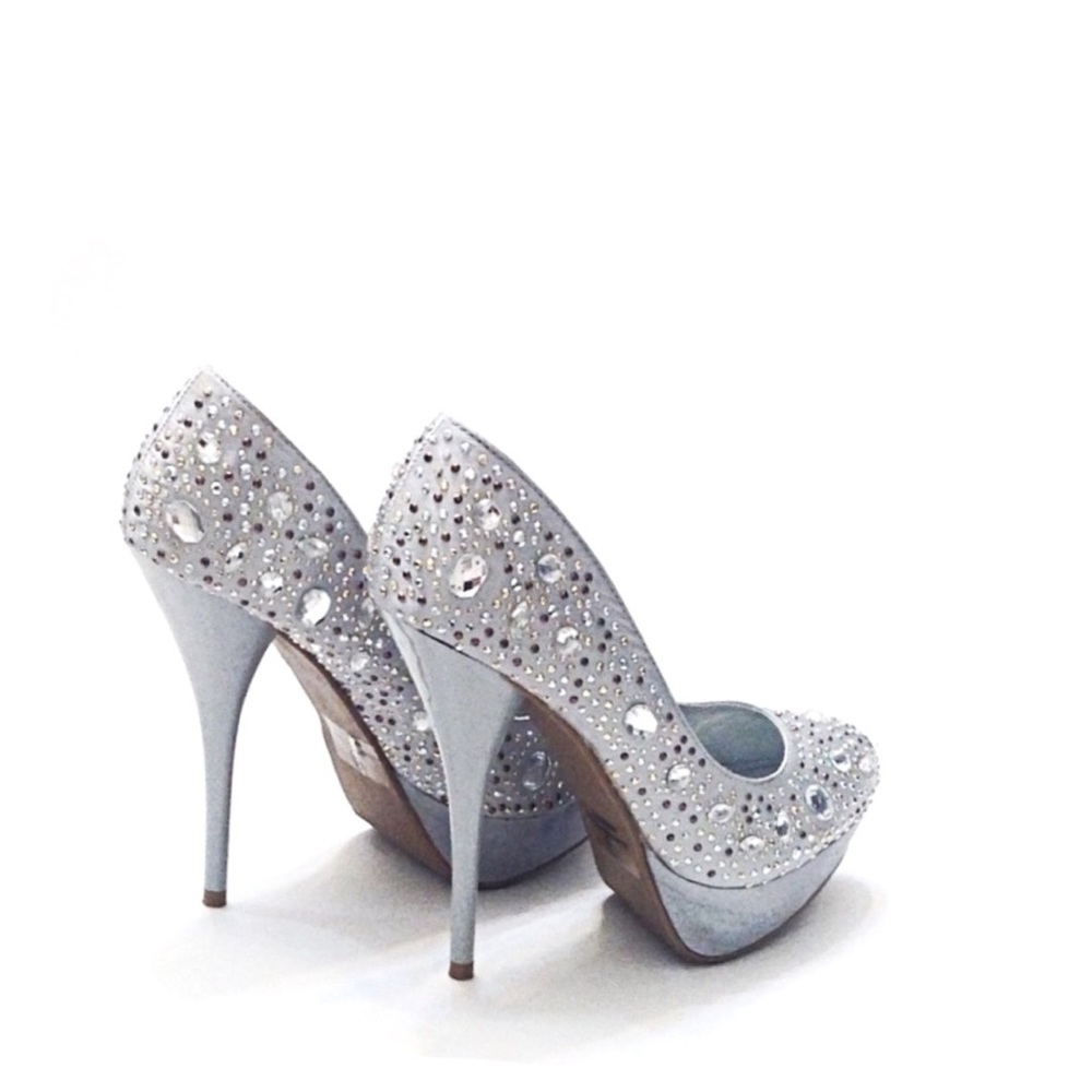 Bling Silver Bejeweled / Rhinestone Platform Heels